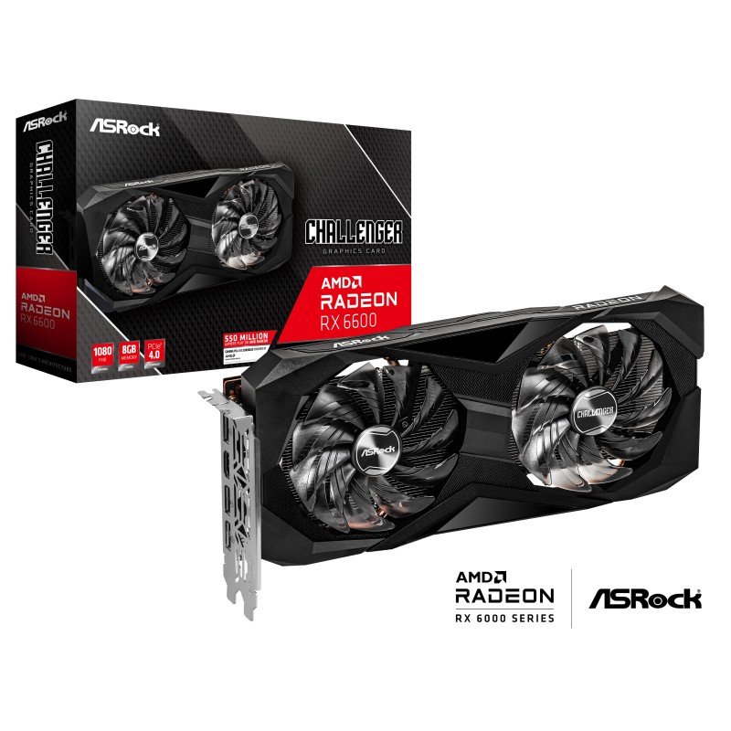 ASROCK AMD Radeon RX 6600 Challenger D Grafikkarte 8GB GDDR6 HDMI, 3x DP